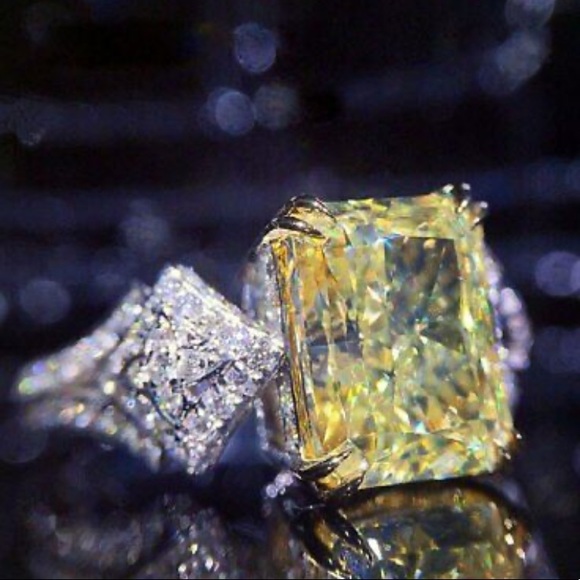 NWT YELLOW SQUARE STONE 925 Sterling Silver Ring - Picture 3 of 7